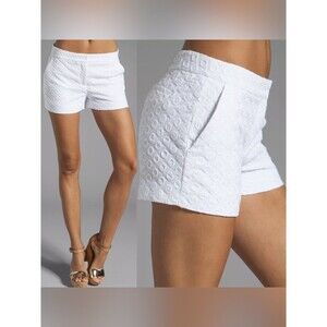 NWT Diane von Furstenburg White Fabiola Eyelet Cotton Country Club Shorts 10